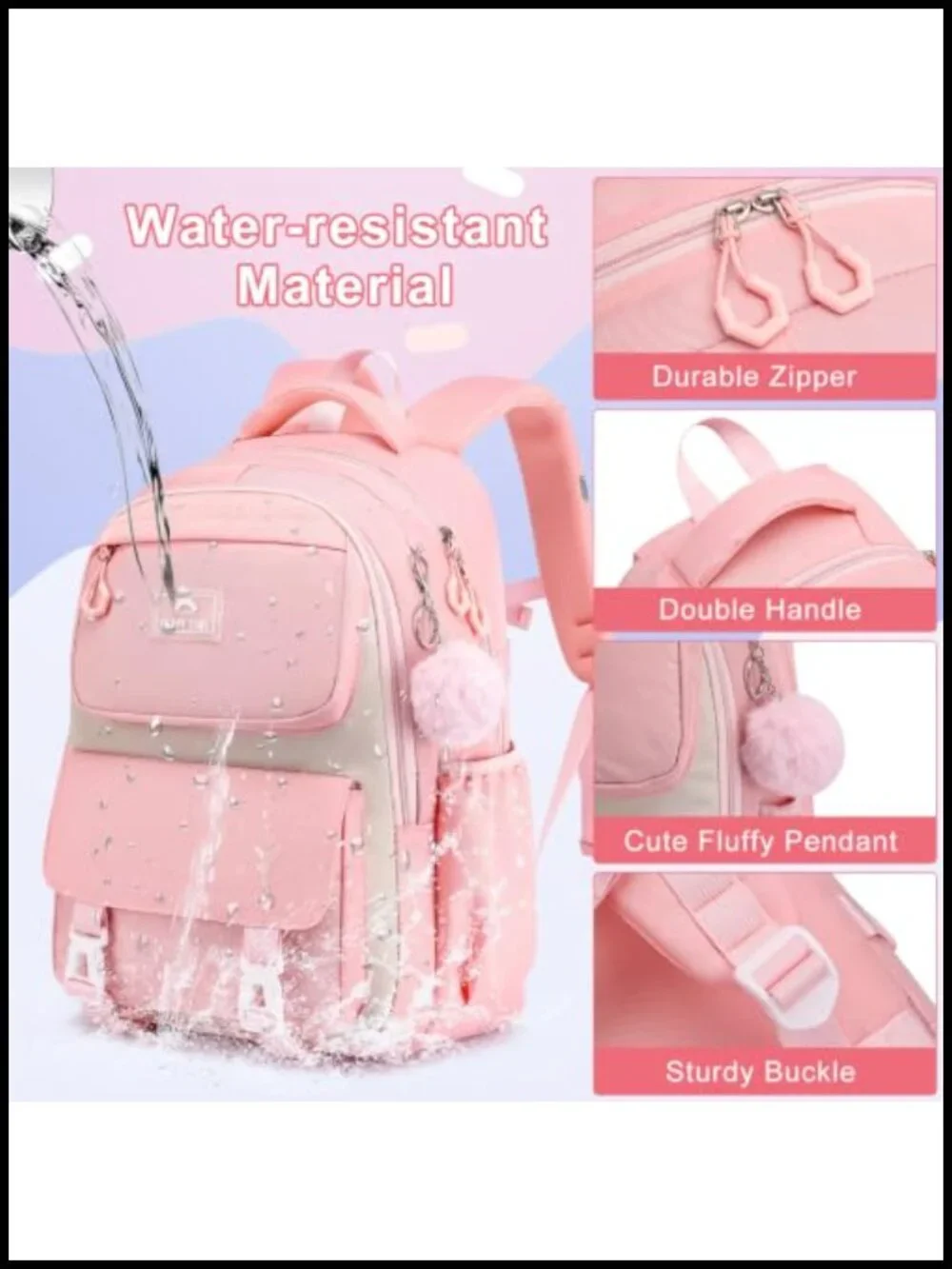 Girls School Backpack Set 3-Piece Bookbag with Lunch Box and Pencil Case